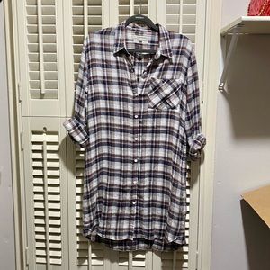 Current/Elliott The Modern Prep Plaid Button Down Shirt Dress Medium